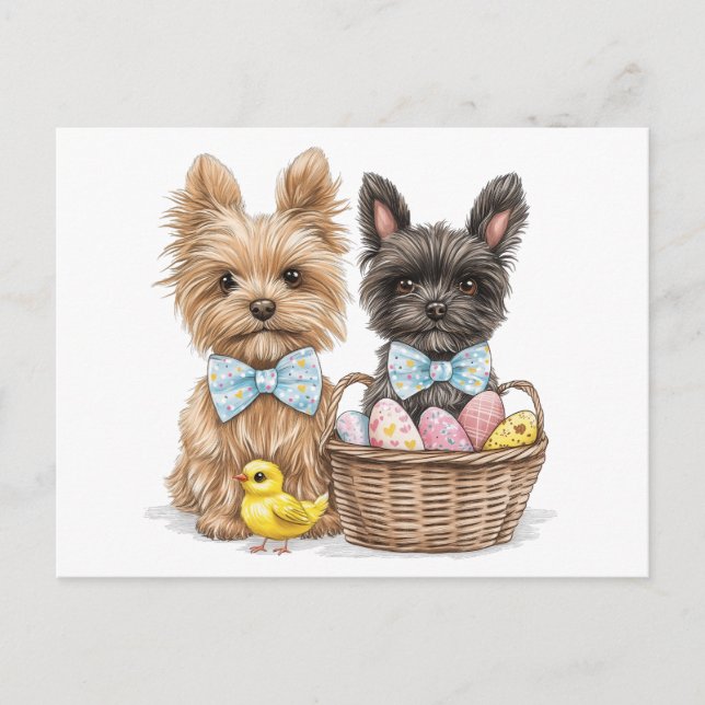 OsterYorkshire Terrier Dogs Postkarte (Vorderseite)