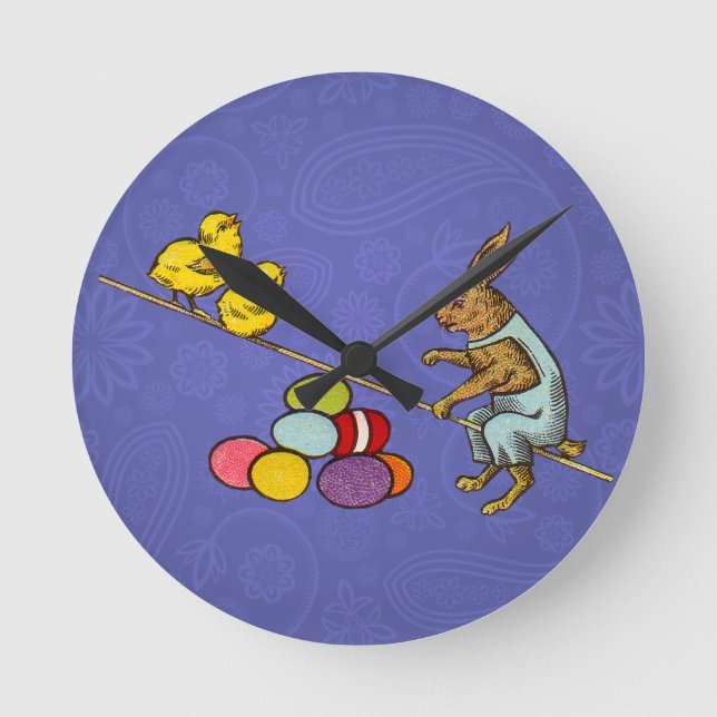 Osterzgebrannte Hühner - Darstellung Runde Wanduhr (Vorderseite)