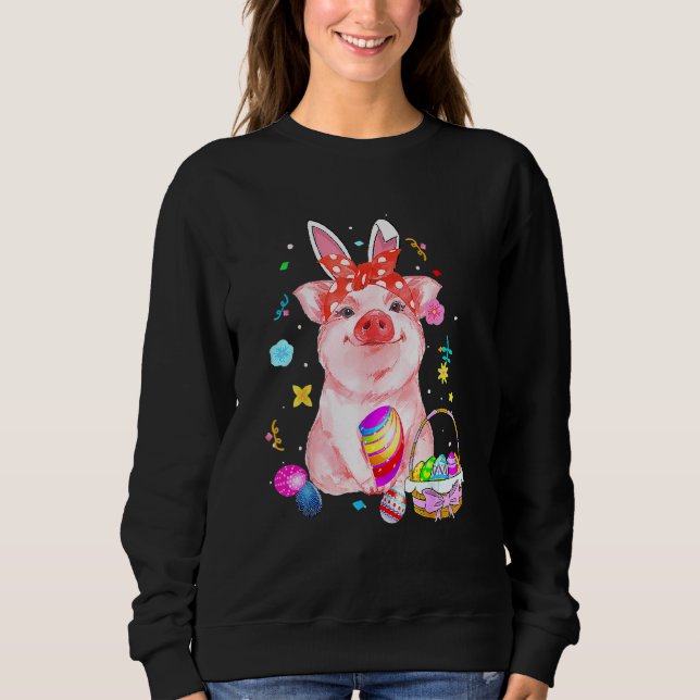 Osterzgebrannter Frühling Schweinebuseier Jagdkorb Sweatshirt (Vorderseite)