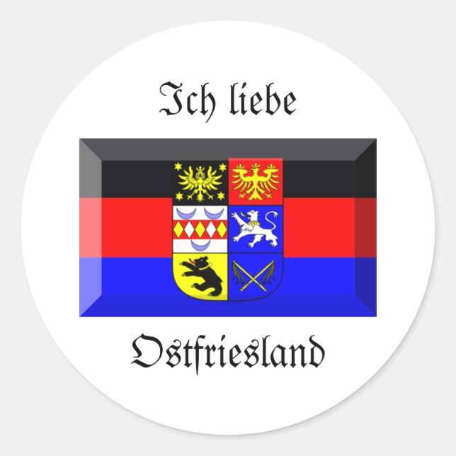 Ostfriesland Flag Gem Runder Aufkleber (Vorderseite)