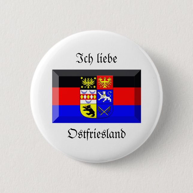 Ostfriesland Flaggen-Edelstein Button (Vorderseite)