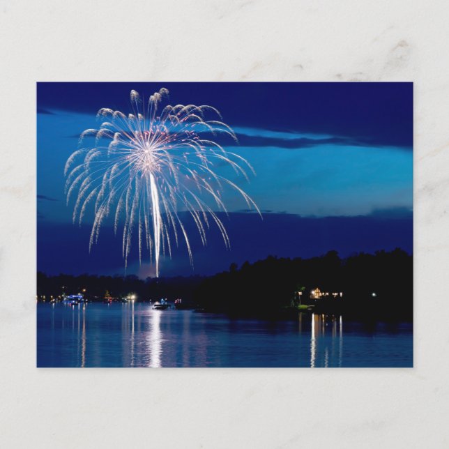 Ostgull Feuerwerk über Bucht Postkarte (Vorderseite)