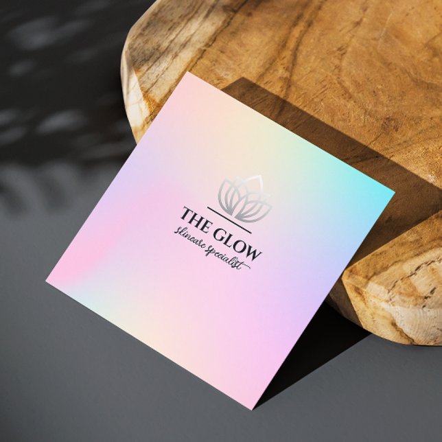 Östhetiker Pink Holographic Iridescent Qr Code Quadratische Visitenkarte (Esthetician Pink Holographic Iridescent Qr Code Square Business Card)