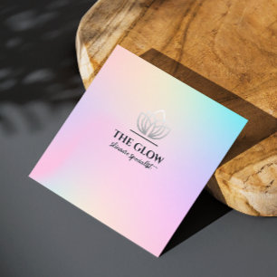 Östhetiker Pink Holographic Iridescent Qr Code Quadratische Visitenkarte