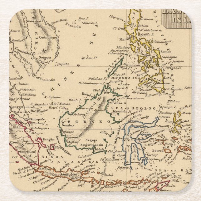 Ostindien-Inseln Rechteckiger Pappuntersetzer (Vorderseite)