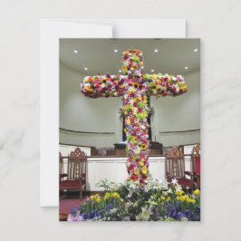 Ostkarte - Schöner Kreuz bedeckt mit Blumen Dankeskarte