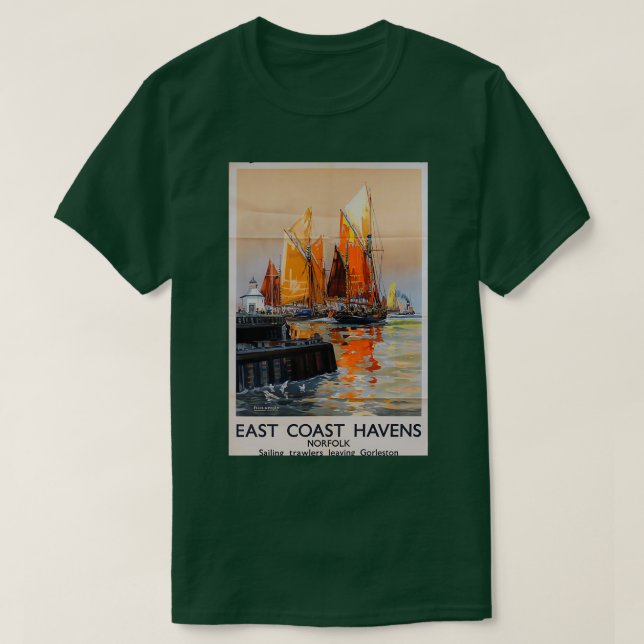 Ostküste Havens Norfolk Vintage Reiseplakat T-Shirt (Design vorne)