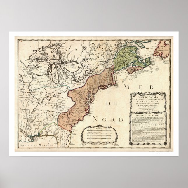 Ostküste & Kanada Karte 1756 Poster (Vorne)