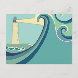 Ostküsten-Leuchtturm mit Wellen Postkarte