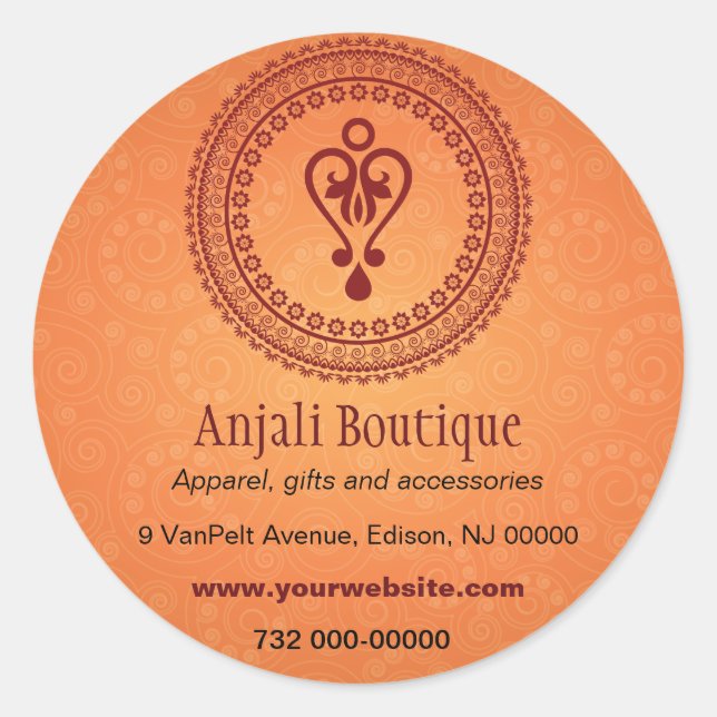 Östlich verzierte Werbe-Aufkleber Runder Aufkleber (Vorderseite)