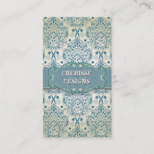 Östliche blaue barocke Damast-Visitenkarte Visitenkarte