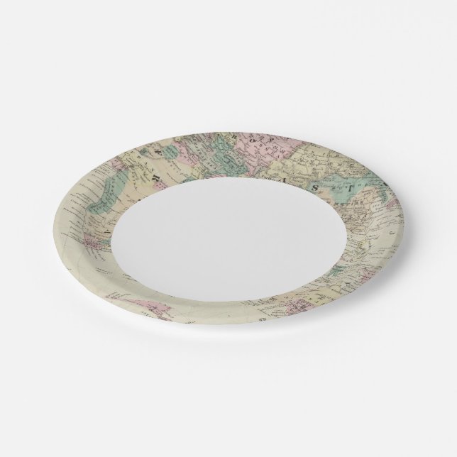 Östliche Halbkugel 14 Pappteller (Schrägansicht)