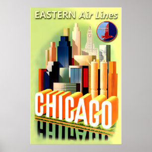 ÖSTLICHE Linien CHICAGO Neue Retro Art Deco Stadt Poster