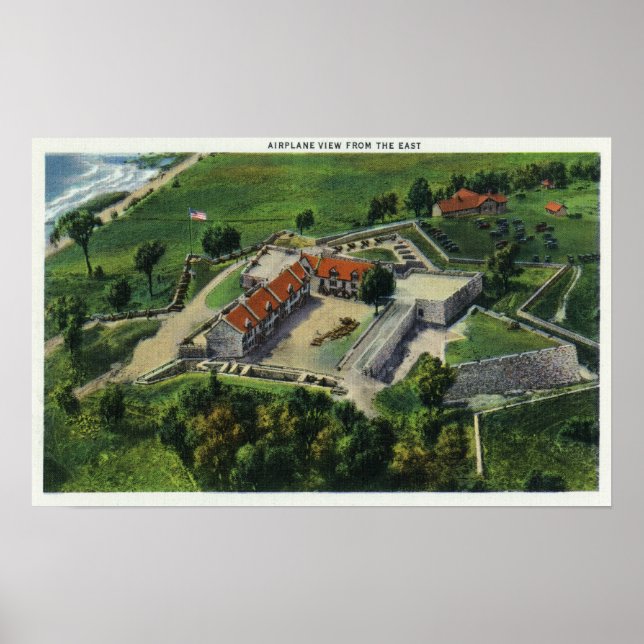 Östliche Luftsicht auf die Fort Grounds Poster (Vorne)