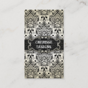 Östliche schwarze barocke Damast-Visitenkarte Visitenkarte