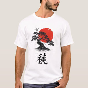 Östliche Seele – Bonsai und aufgehende Sonne T-Shirt