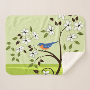 Östlicher Bluebird über Blütenbaum Sherpadecke