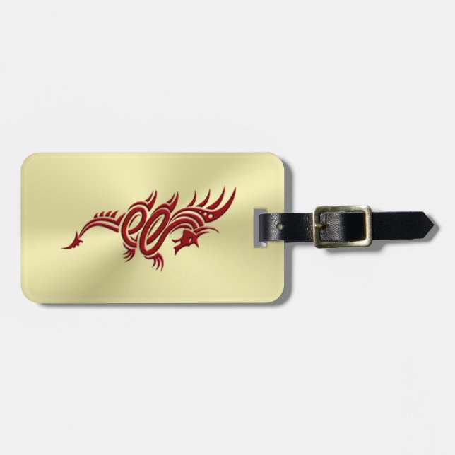Östlicher Krimsondrache, Embossed-Effekt auf Gold Gepäckanhänger (Vorderseite horizontal)