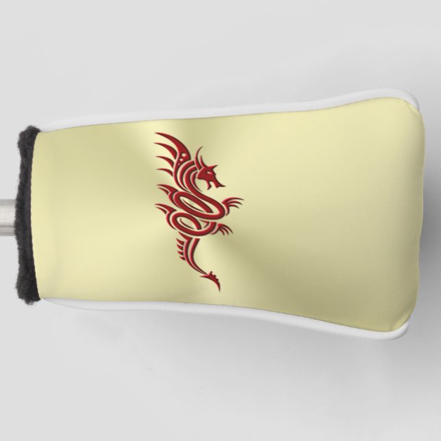 Östlicher Krimsondrache, Embossed-Effekt auf Gold Golf Headcover (Vorderseite)