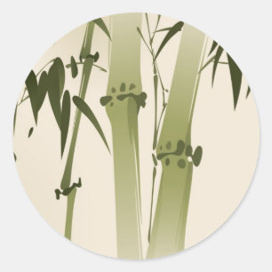 Östlicher Painting-Stil, Bamboo-Zweig 2 Runder Aufkleber
