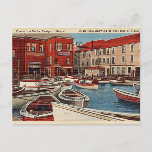 Ostport, Maine, Hochwasser, Schiffe im Hafen Postkarte (Vorderseite)