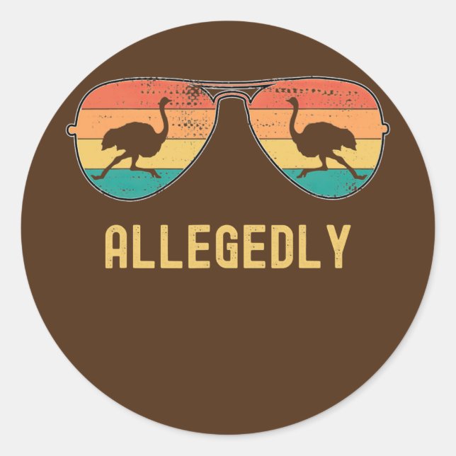 Ostrich angeblich Ostrich Funny Bird Retro Runder Aufkleber (Vorderseite)