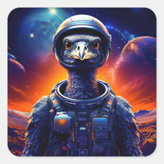 Ostrich Astronaut Quadratischer Aufkleber