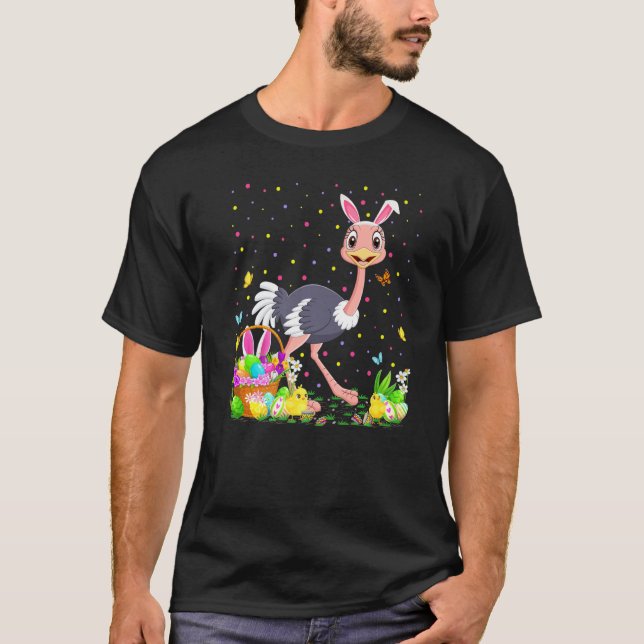 Ostrich Bird Easter Egg Hunt Bunny Ostrich Easter  T-Shirt (Vorderseite)