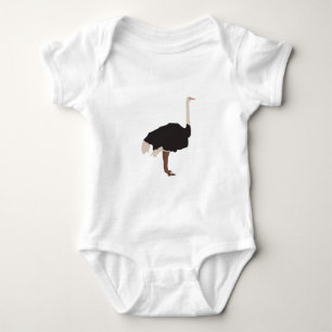 Ostrich Bird Illustration Baby Strampler