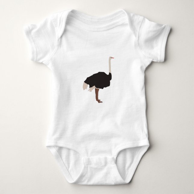Ostrich Bird Illustration Baby Strampler (Vorderseite)