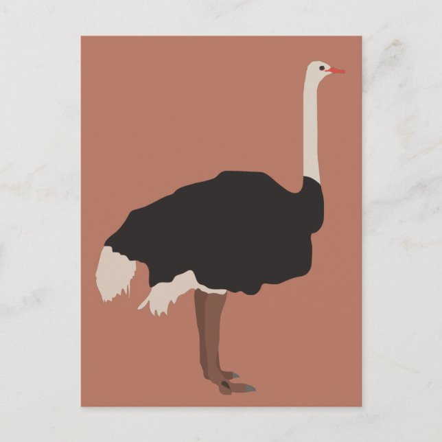 Ostrich Bird Illustration Feiertagspostkarte (Vorderseite)