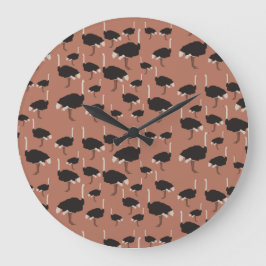 Ostrich Bird Illustration Muster  Große Wanduhr