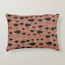 Ostrich Bird Illustration Pattern Dekokissen