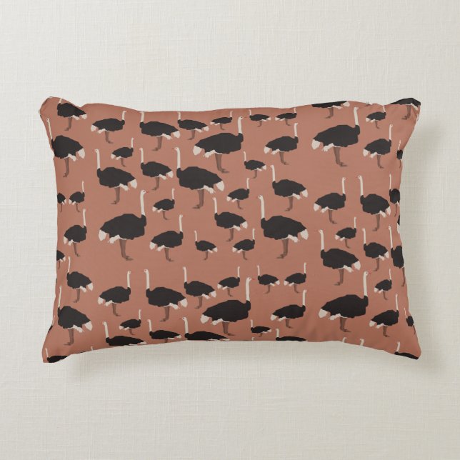 Ostrich Bird Illustration Pattern Dekokissen (Vorderseite)