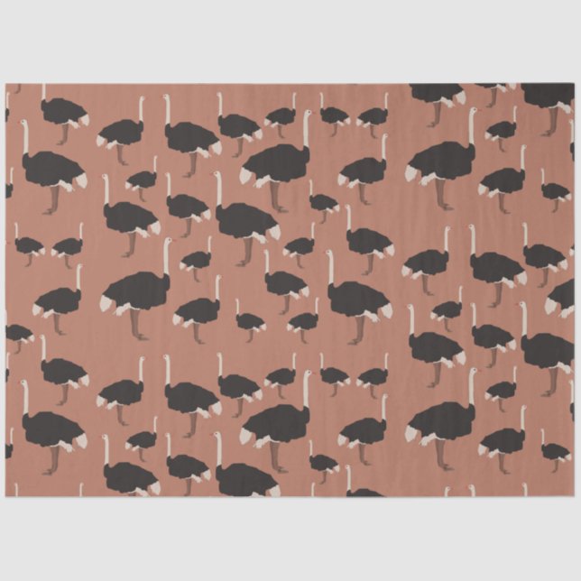 Ostrich Bird Illustration Pattern Seidenpapier (Vorderseite)