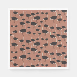 Ostrich Bird Illustration Pattern Serviette
