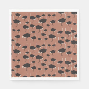 Ostrich Bird Illustration Pattern Serviette