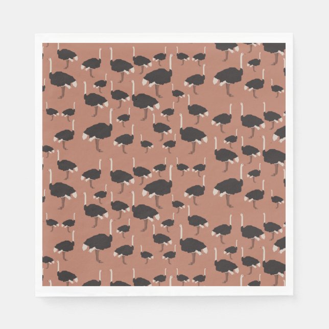 Ostrich Bird Illustration Pattern Serviette (Vorderseite)