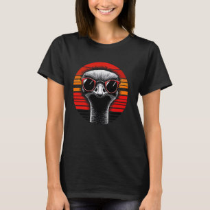 Ostrich Bird Sonnenbrille Sunset Retro Style Vinta T-Shirt