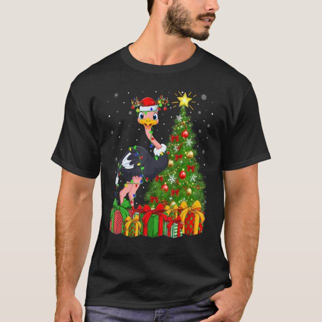 Ostrich Bird   Xmas Holiday Santa Ostrich Christma T-Shirt (Vorderseite)