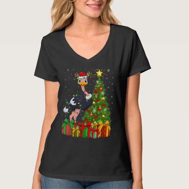 Ostrich Bird   Xmas Holiday Santa Ostrich Christma T-Shirt (Vorderseite)