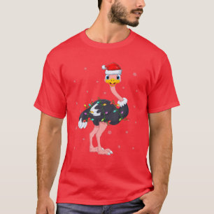Ostrich Bird Xmas Lighting Weihnachtsmannmütze Ost T-Shirt