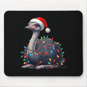 Ostrich Christmas Lights Funny Weihnachtsmannmütze Mousepad