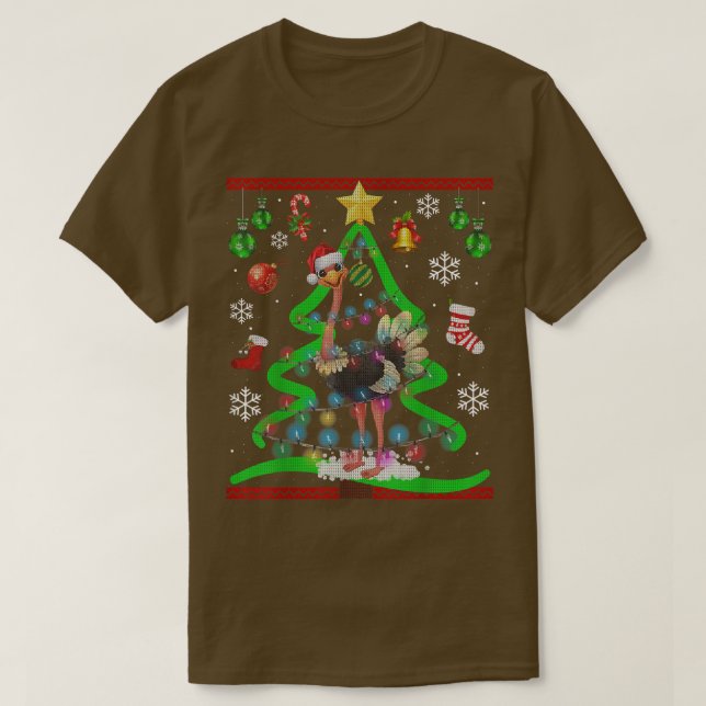 Ostrich Christmas Tree Ostriches Ugly Xmas Sweater T-Shirt (Design vorne)