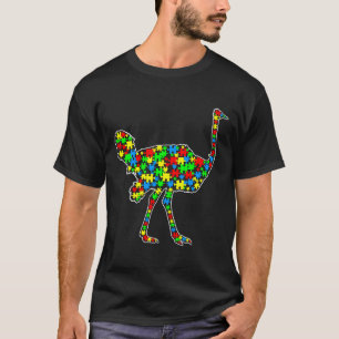 Ostrich Funny Puzzle Tiere Autismus Bewusstsein T-Shirt