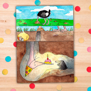 Ostrich Happy Birthday Postcard von Nicole Janes Feiertagspostkarte