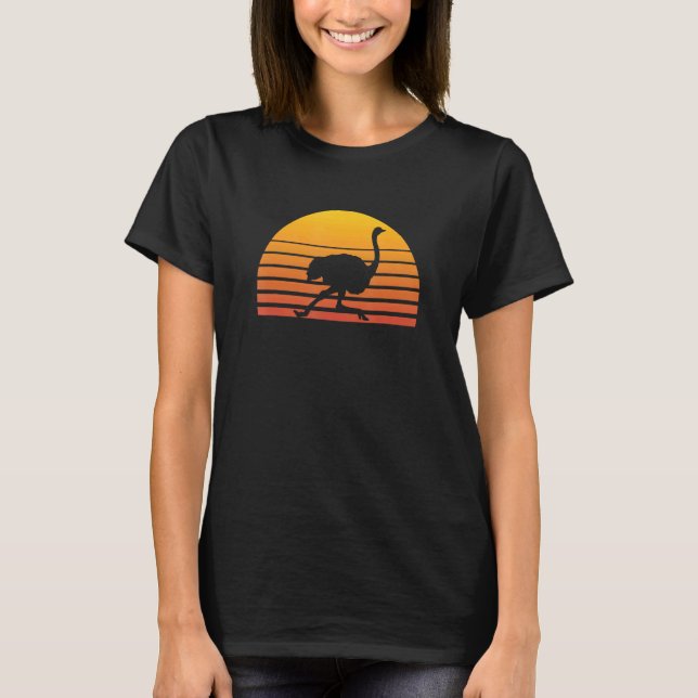 Ostrich Retro, Vintag, Straußenstrich T-Shirt (Vorderseite)