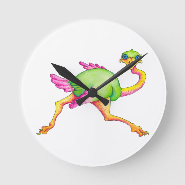 Ostrich Runde Wanduhr (Vorderseite)
