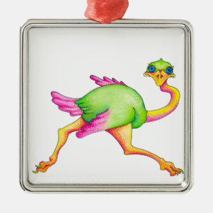 Ostrich Silbernes Ornament