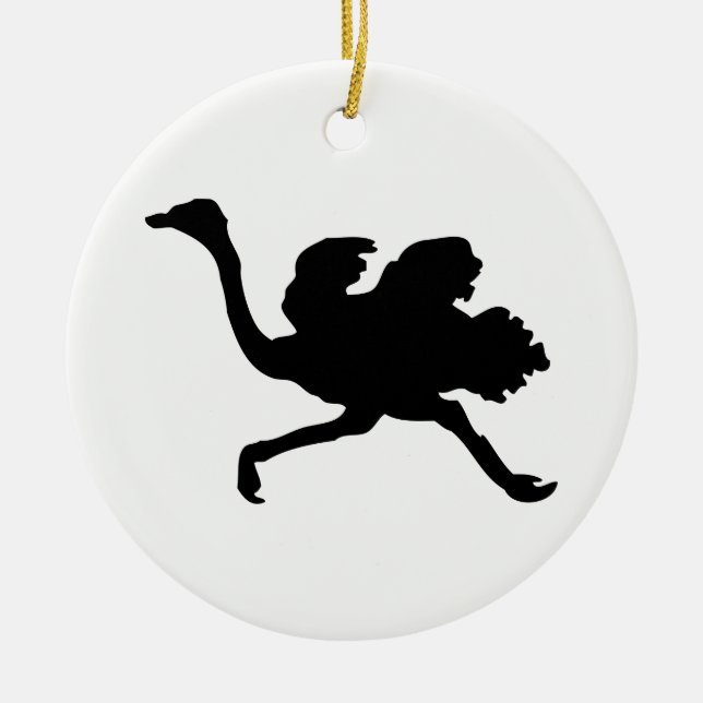 Ostrich-Silhouette Keramikornament (Vorne)